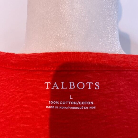 Talbot's Orange V-neck Short Sleeve Shirt size Large - Picture 4 of 4
